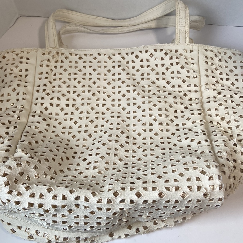 Big Buddha white and gold large bag tote shoulder strap - Picture 6 of 9